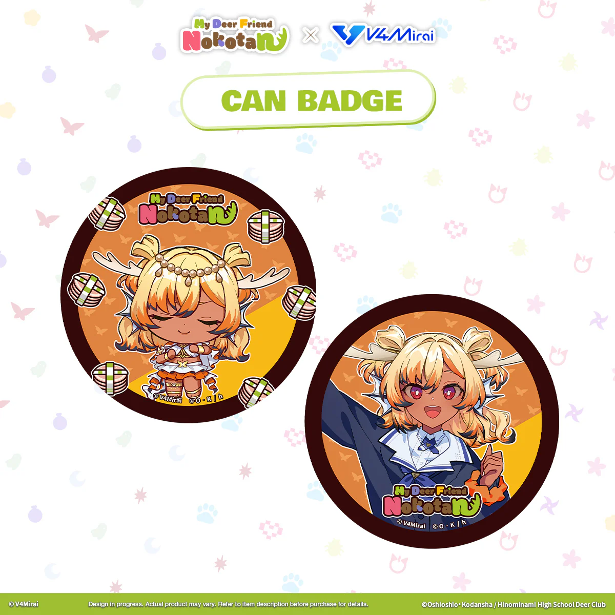 My Deer Friend Nokotan × V4Mirai Collab Merch - Can Badge - Image 12