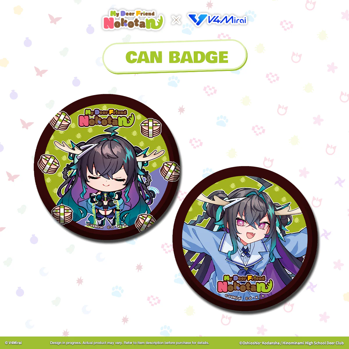 My Deer Friend Nokotan × V4Mirai Collab Merch - Can Badge - Image 9