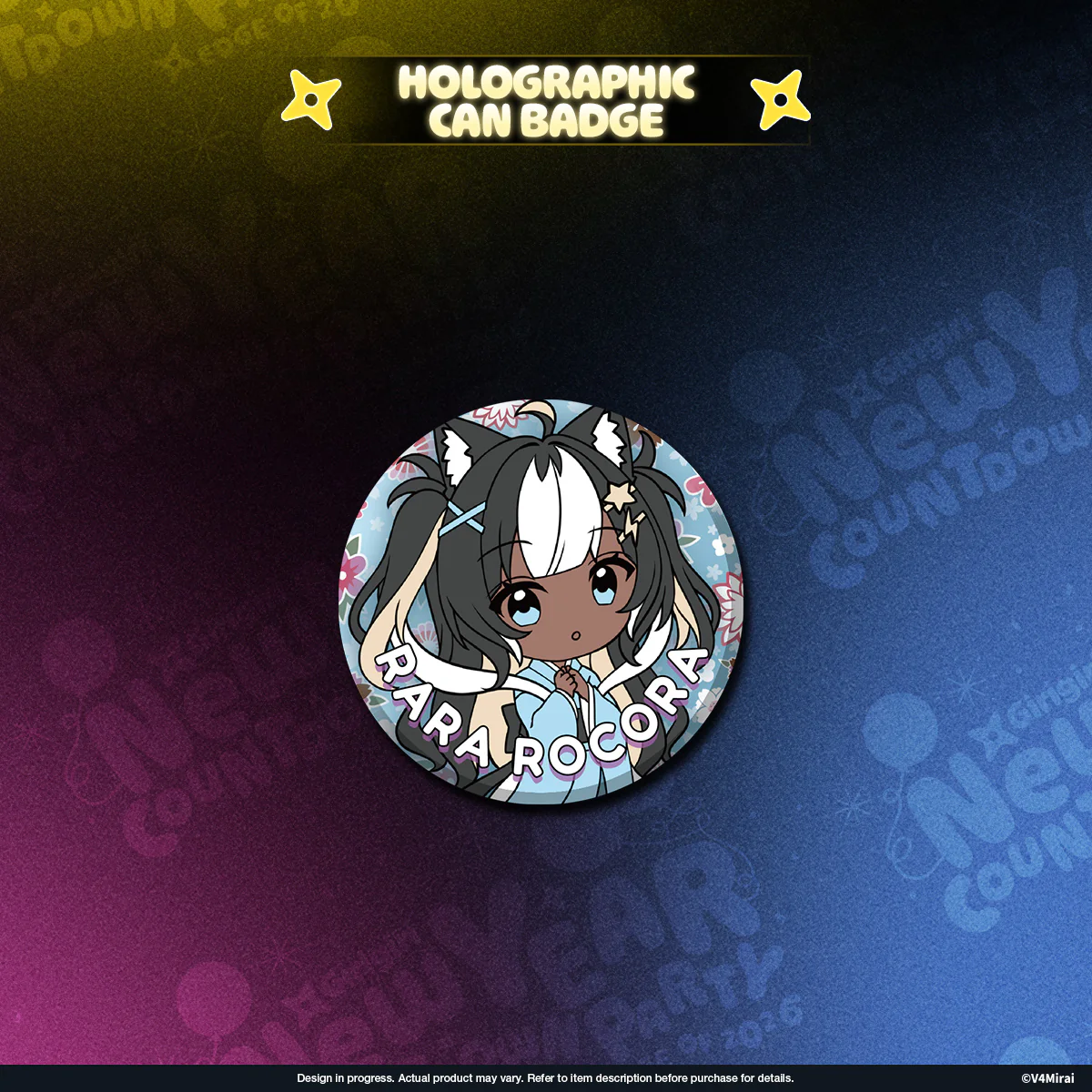 V4Mirai 2026 New Year Blessings Merch - Holographic Can Badge - Image 10
