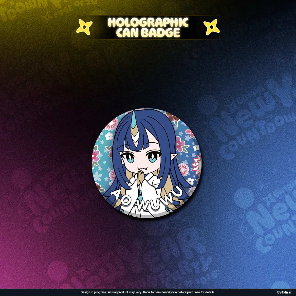 V4Mirai 2026 New Year Blessings Merch - Holographic Can Badge - Image 13