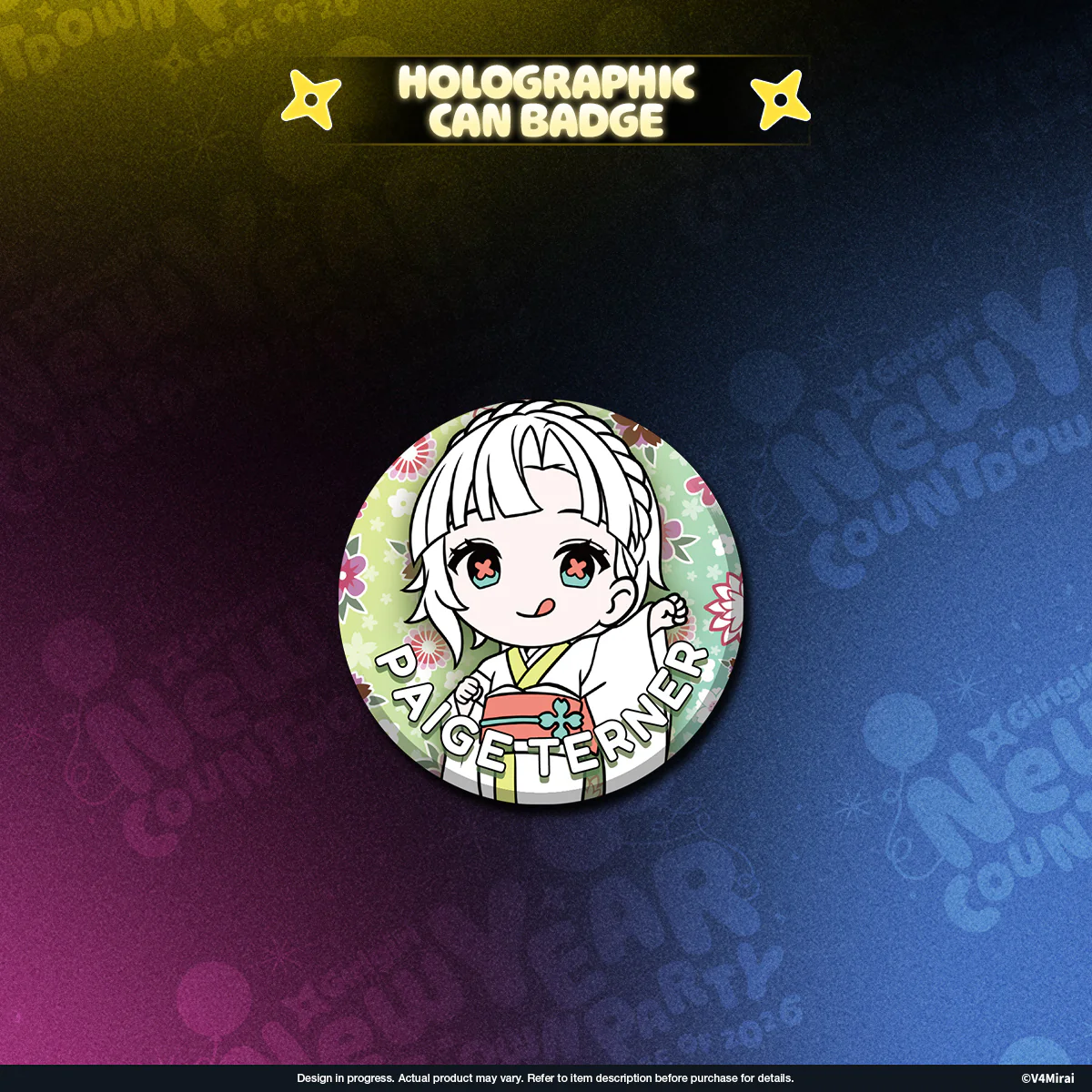 V4Mirai 2026 New Year Blessings Merch - Holographic Can Badge - Image 14