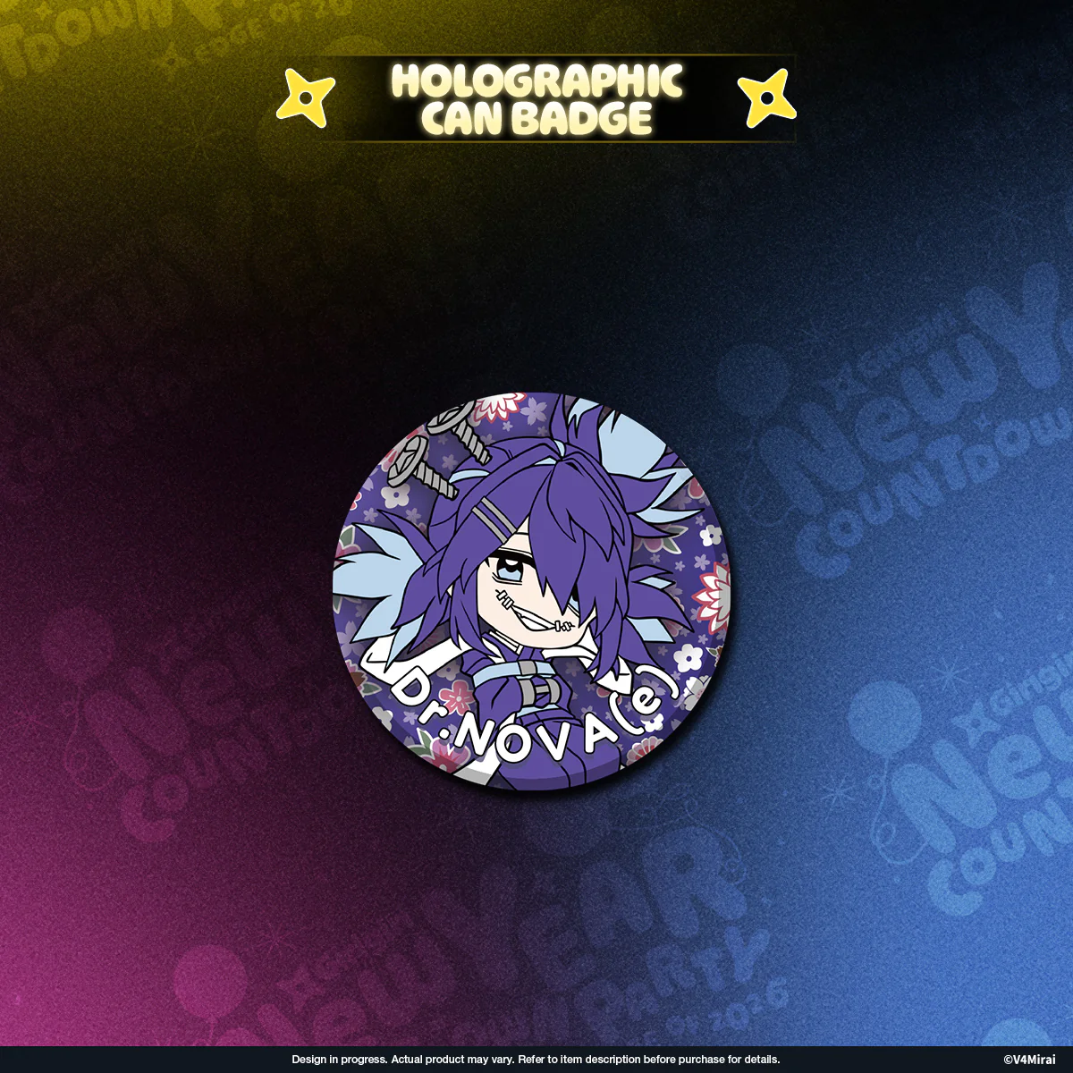 V4Mirai 2026 New Year Blessings Merch - Holographic Can Badge - Image 5
