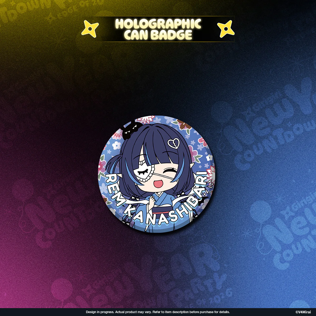 V4Mirai 2026 New Year Blessings Merch - Holographic Can Badge - Image 6