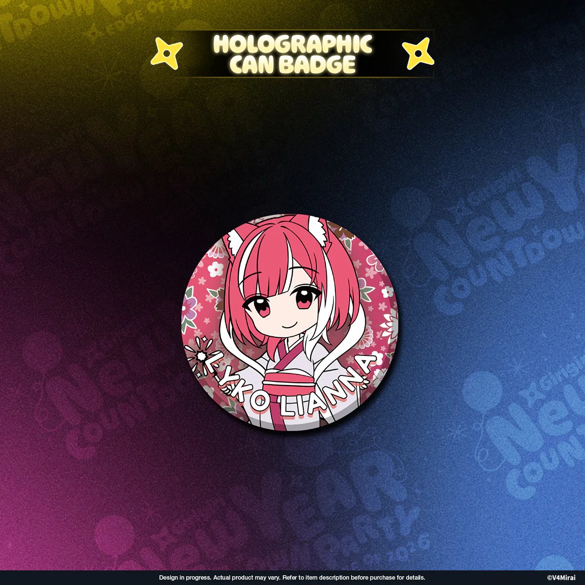 V4Mirai 2026 New Year Blessings Merch - Holographic Can Badge - Image 8