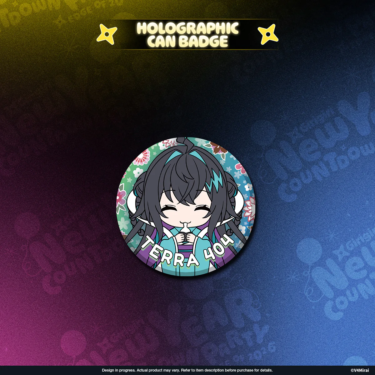 V4Mirai 2026 New Year Blessings Merch - Holographic Can Badge - Image 9