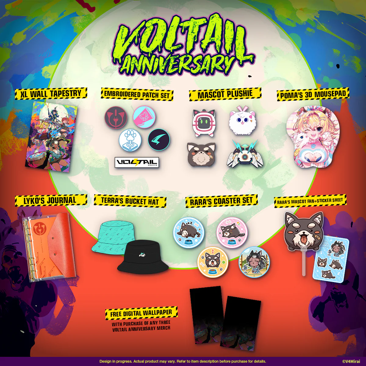 Voltail 1st Anniversary Merch - Rara's Mascot Fan + Sticker Sheet - Image 3